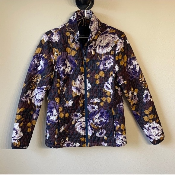 Lands End Floral Quilted Zip Front Jacket Size Small - Picture 2 of 8